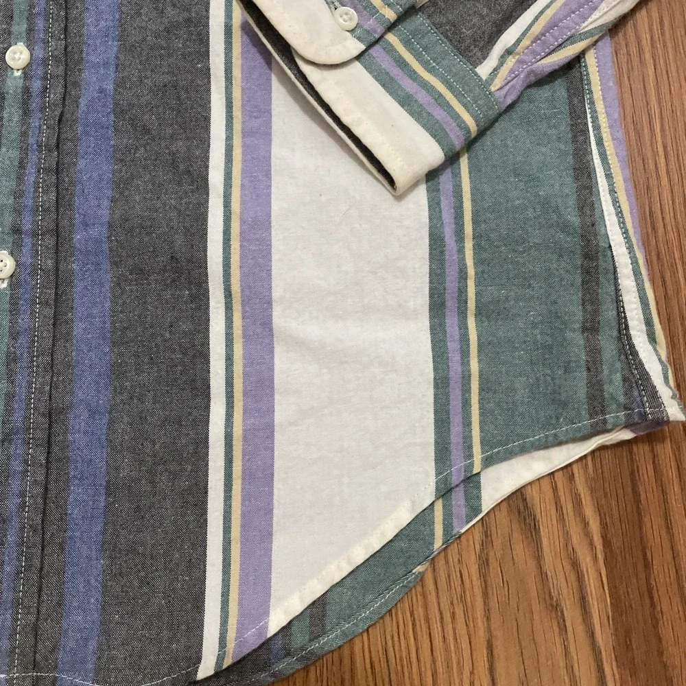 Polo Ralph Lauren Shirt Mens Large Made USA 90s Button Down Striped Preppy